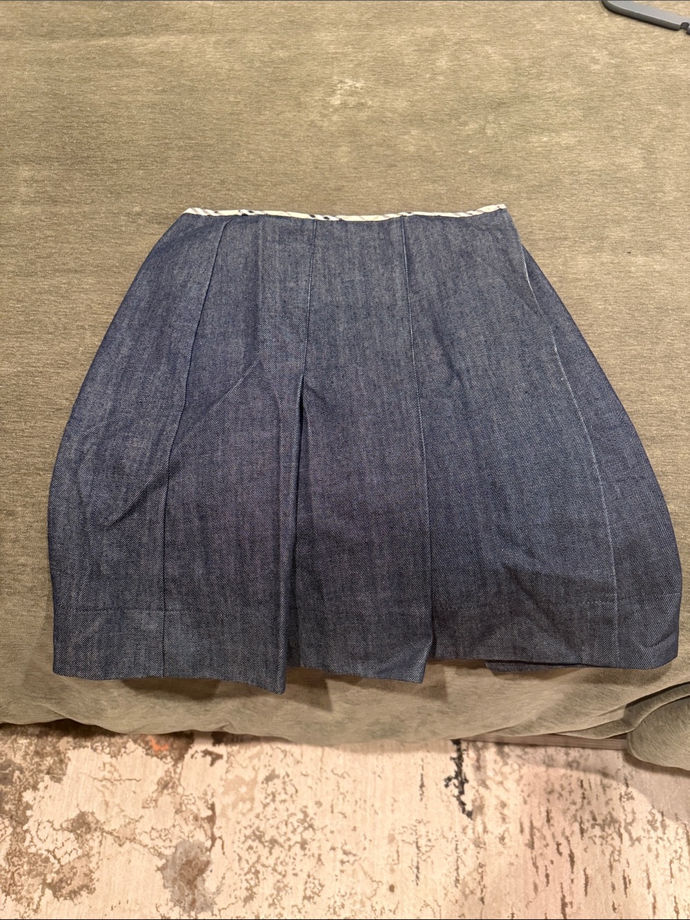Burberry Blue Denim Box-Pleat Skirt
